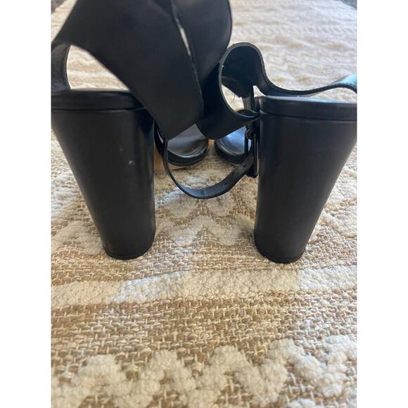 Vince Heels 39.5 / 9.5 Heels Black Leather Alexa Chunky Heel Open Toe Pumps - Picture 8 of 13